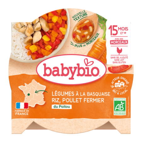 Légumes à la Basquaise Riz Poulet fermier du Poitou