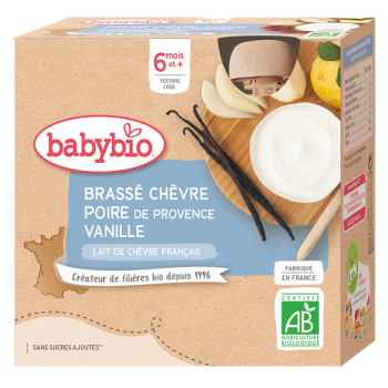 Brassé Bio Pour Bébé  Chèvre Poire de Provence Vanille
