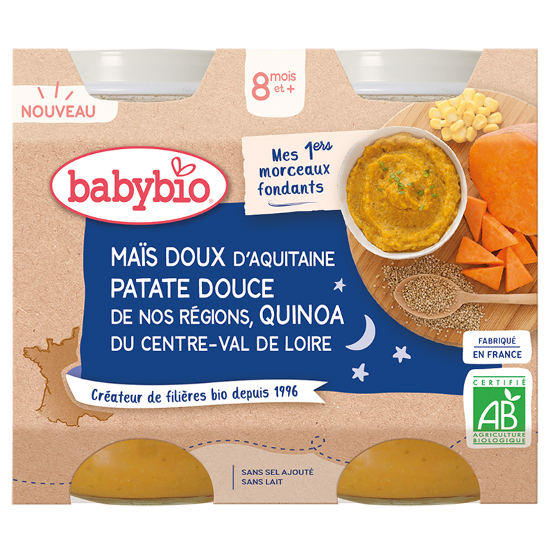 Maïs doux d'Aquitaine Patate douce  de nos Régions Quinoa du Centre-Val de Loire