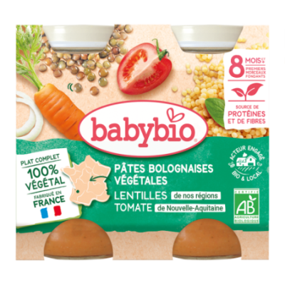 Pâtes bolognaises végétales - Lentilles de nos Régions, tomate de Nouvelle Aquitaine