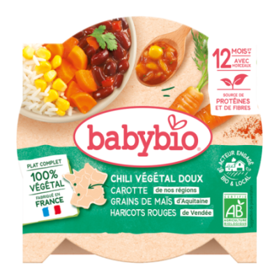 Chili végétal doux - Carotte de nos Régions, Grain de maïs d'Aquitaine, Haricots rouges de Vendée, Paprika