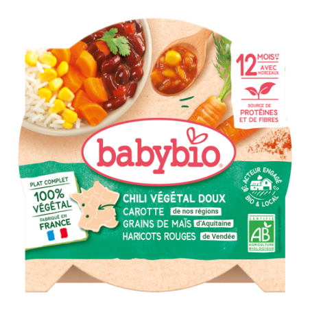 Chili végétal doux - Carotte de nos Régions, Grain de maïs d'Aquitaine, Haricots rouges de Vendée, Paprika