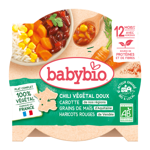 Chili végétal doux - Carotte de nos Régions, Grain de maïs d'Aquitaine, Haricots rouges de Vendée, Paprika