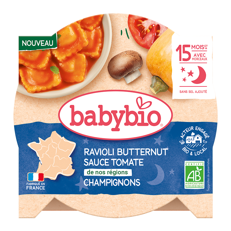 Ravioli Butternut sauce aux Tomates de nos régions et Champignons