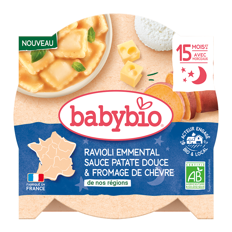Ravioli Emmental sauce Patate douce pointe de fromage de Chèvre français