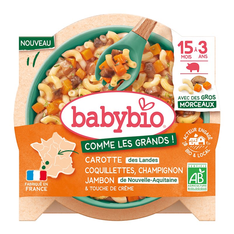 Carotte des Landes Coquillettes Champignon Jambon de Nouvelle-Aquitaine & touche de crème