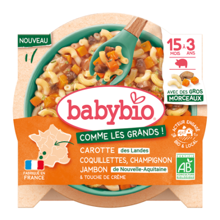Carotte des Landes Coquillettes Champignon Jambon de Nouvelle-Aquitaine & touche de crème