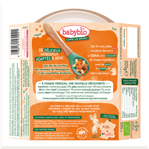 Carrot Mushroom Ham Pasta Plate