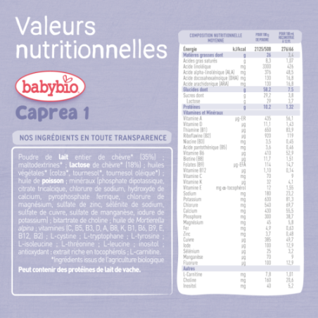 Caprea 1er age - Au lait de chèvre