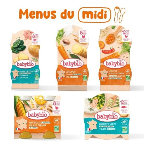 Pack assortiment N°2 repas du midi bébé - Babybio