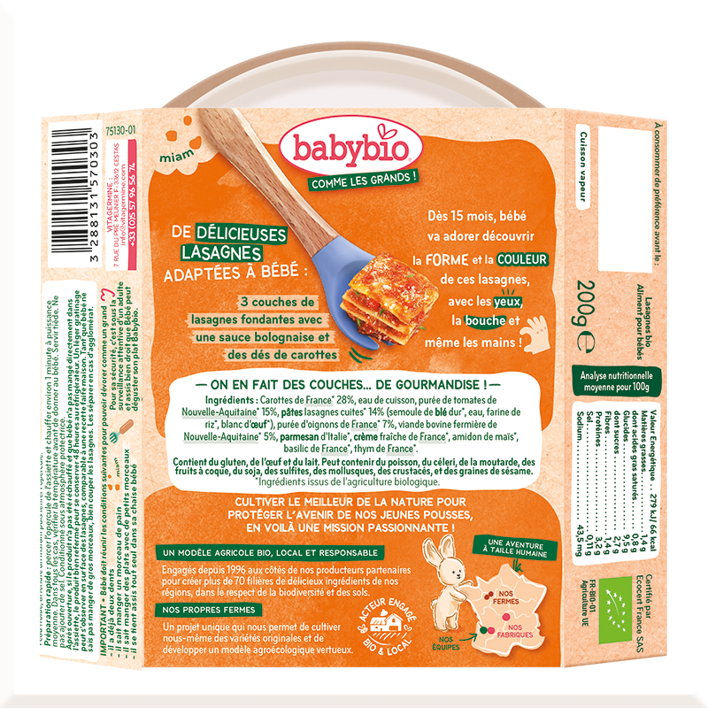 Lasagnes à la bolognaise boeuf et tomate de Nouvelle Aquitaine