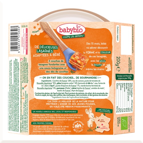 Lasagnes à la bolognaise boeuf et tomate de Nouvelle Aquitaine