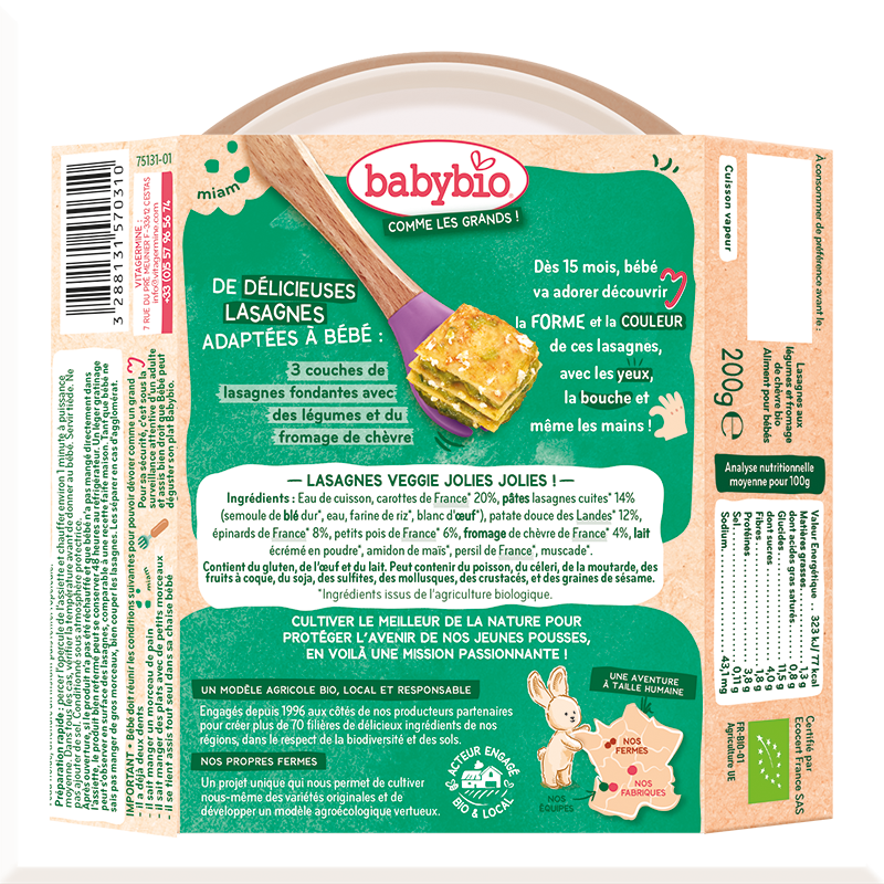 Lasagnes veggie légumes et fromage de chèvre de nos régions