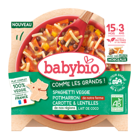 Spaghetti Veggie Potimarron de notre ferme Carotte Lentille de nos régions & Lait de coco