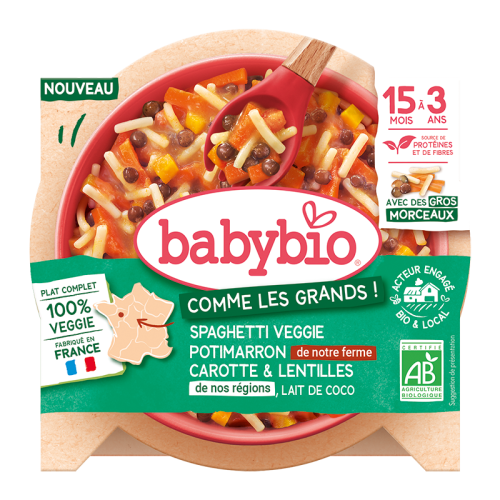 Spaghetti Veggie Potimarron de notre ferme Carotte Lentille de nos régions & Lait de coco