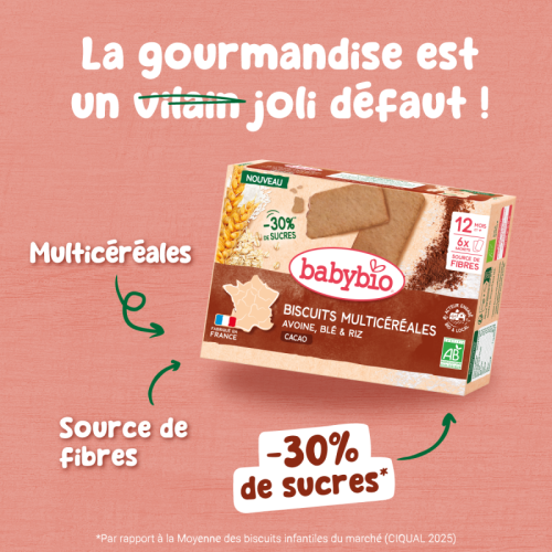 Multi-cereal cocoa biscuits